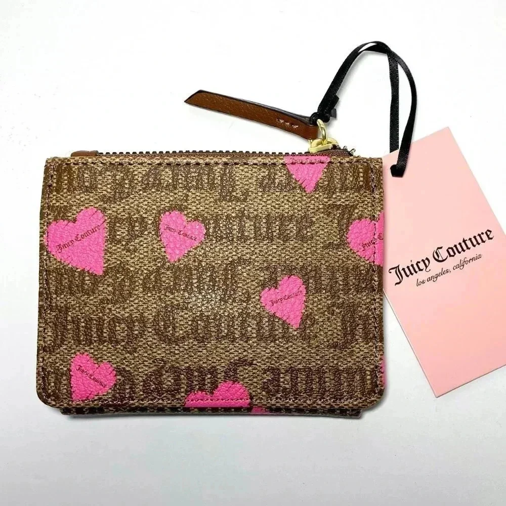 Juicy Couture Addicted To Love Heart Print Tab ID Card Case NWT